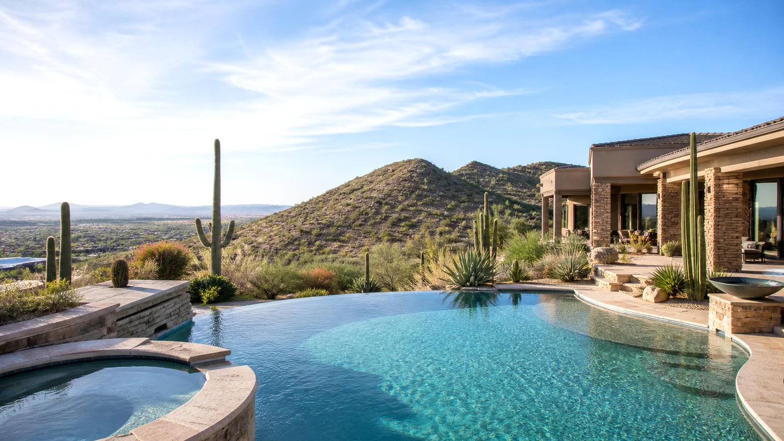 Fountain Hills backyard pool overlooking the Sonoran Desert and nearby hills