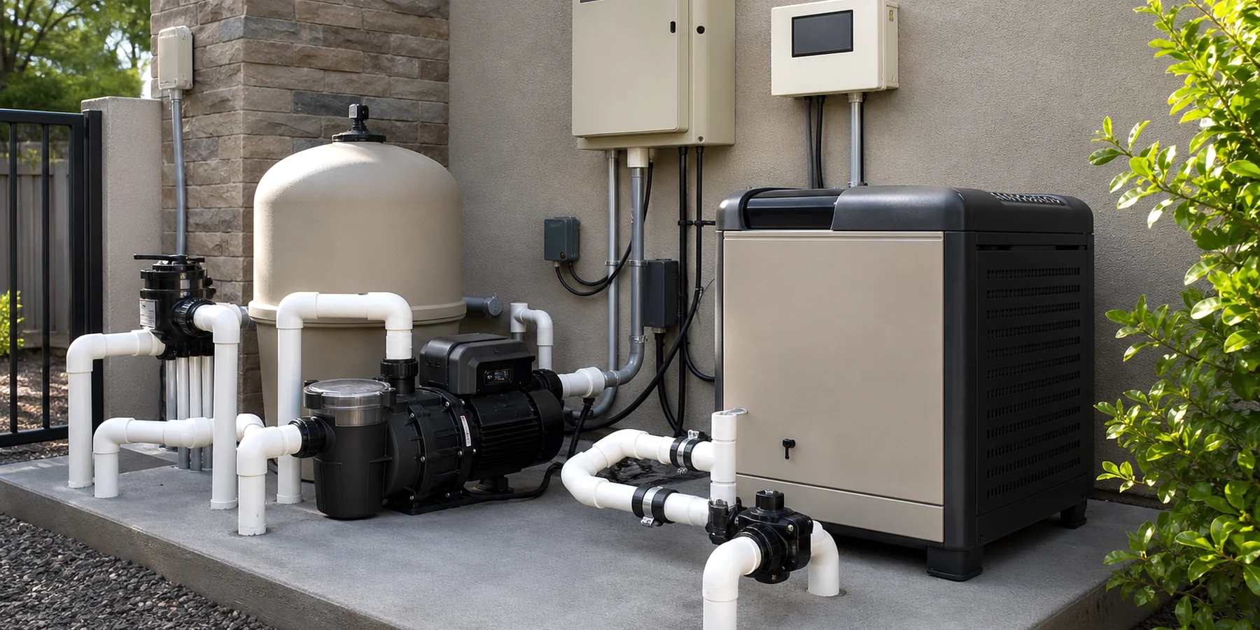 Professional pool equipment and controls supporting licensed residential and commercial service.