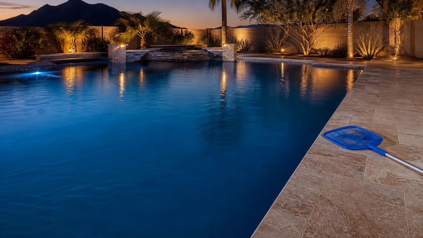Clear Arizona swimming pool maintained on a consistent weekly rhythm