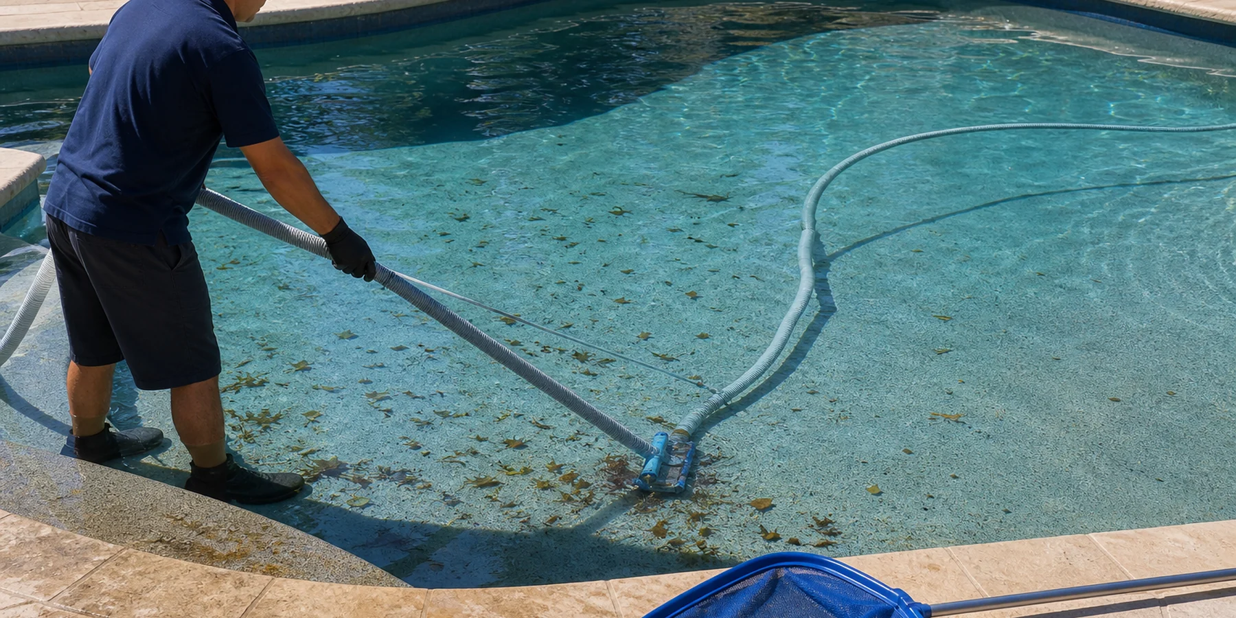 Empty residential and commercial pool being prepared for corrective cleaning or surface care.